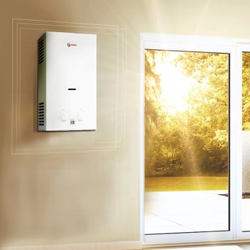 Flowing gas water heater